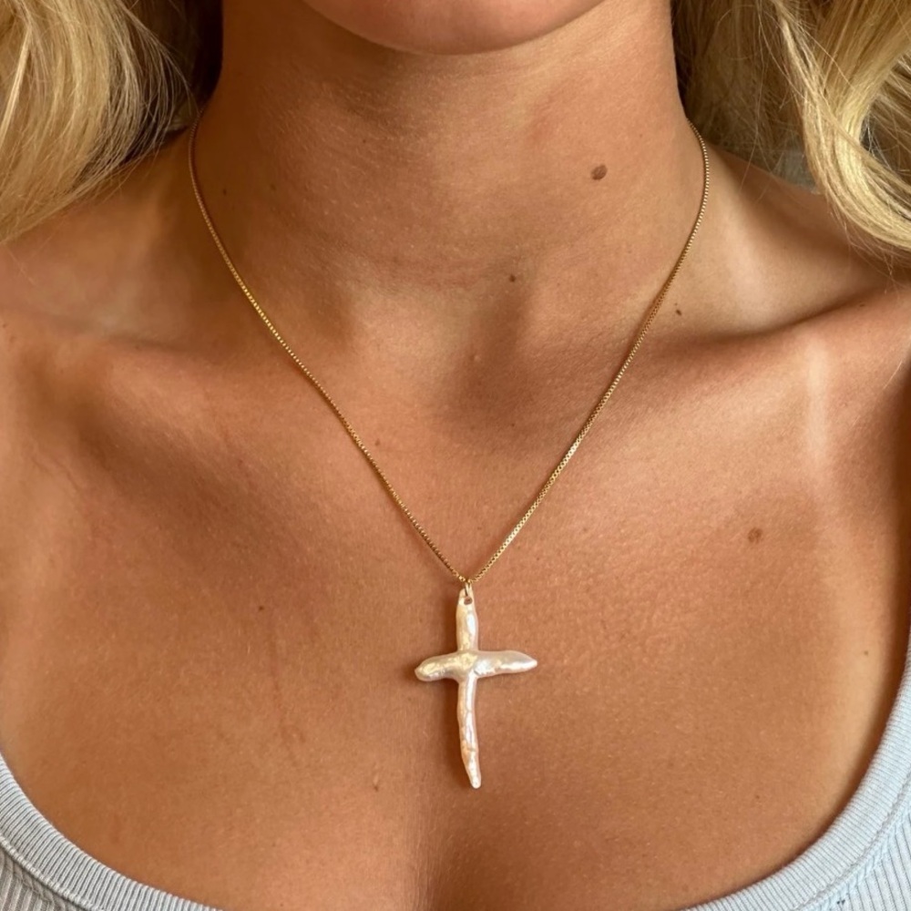 SEABONES pearl prayers cross pendant